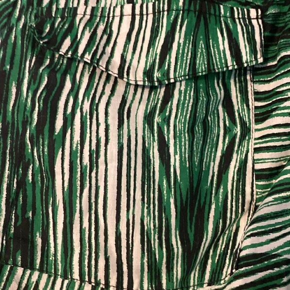 Like New Derek Lam Green White Black Woodgrain Cotton Button Down Shirt Dress - Picture 7 of 10